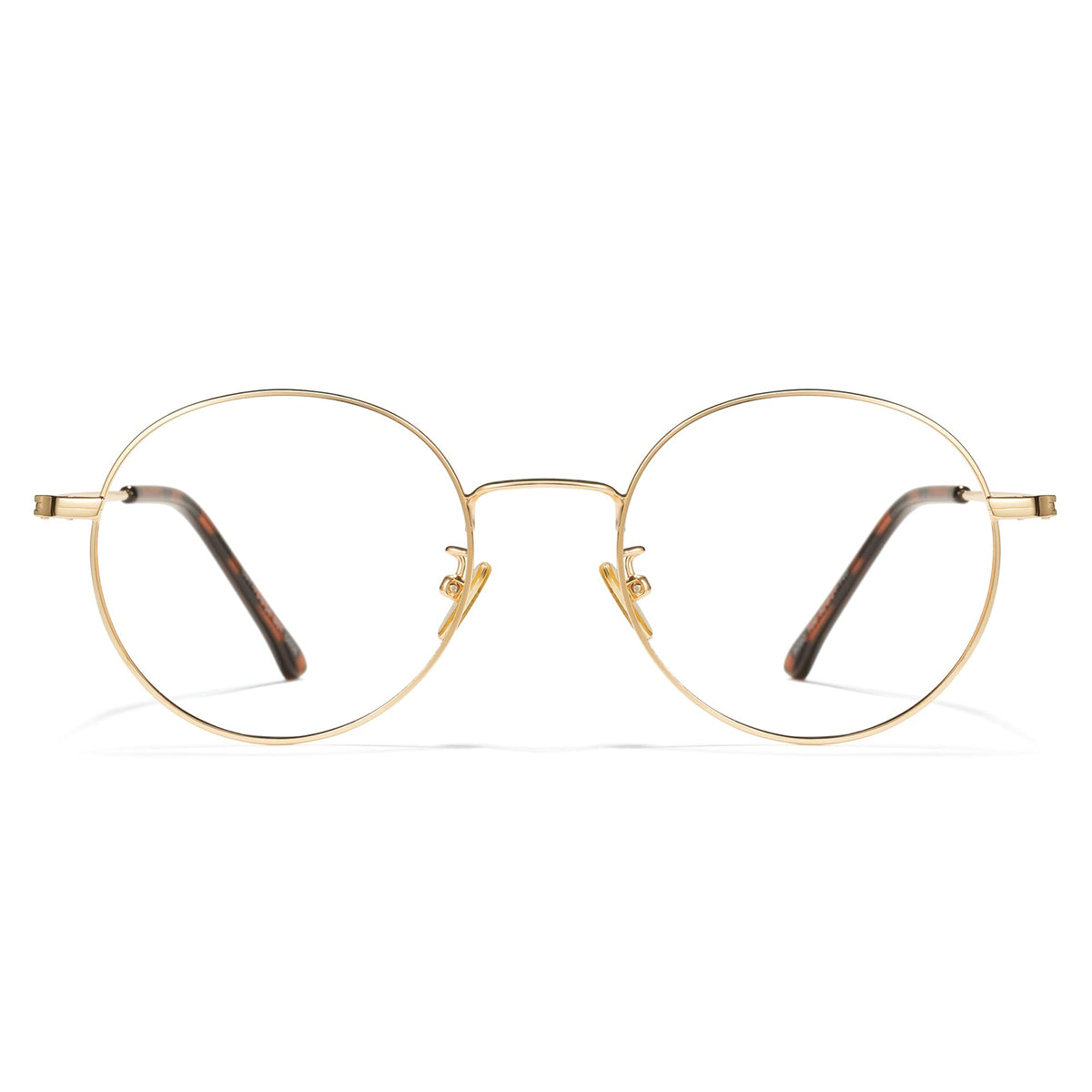 Cyxus round blue light glasses front view for office use.
