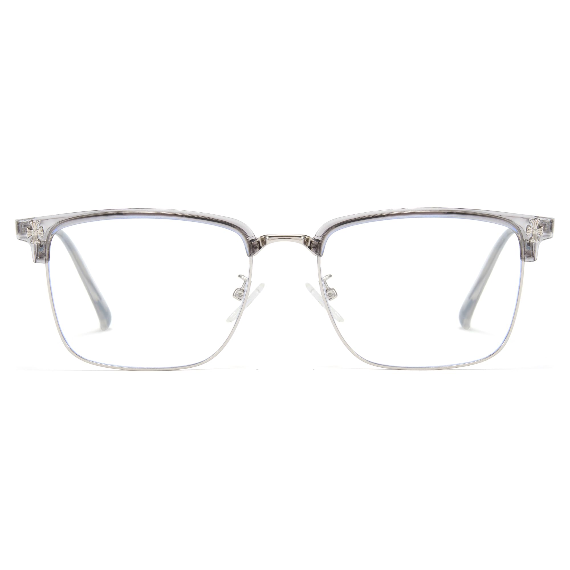 Cyxus square browline blue light glasses with metal details for a bold, modern look.