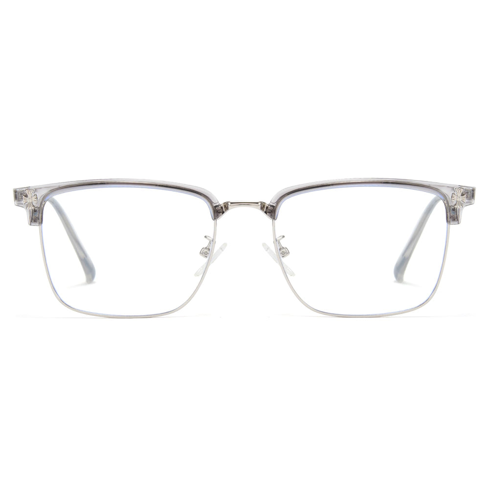 Cyxus square browline blue light glasses with metal details for a bold, modern look.