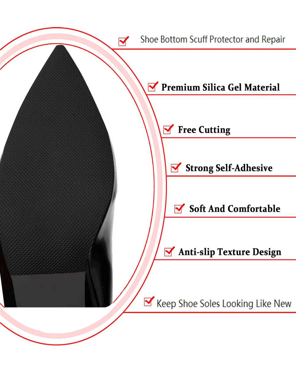 CZBYXA12 anti-slip pad on heel area enhances stability while climbing stairs.