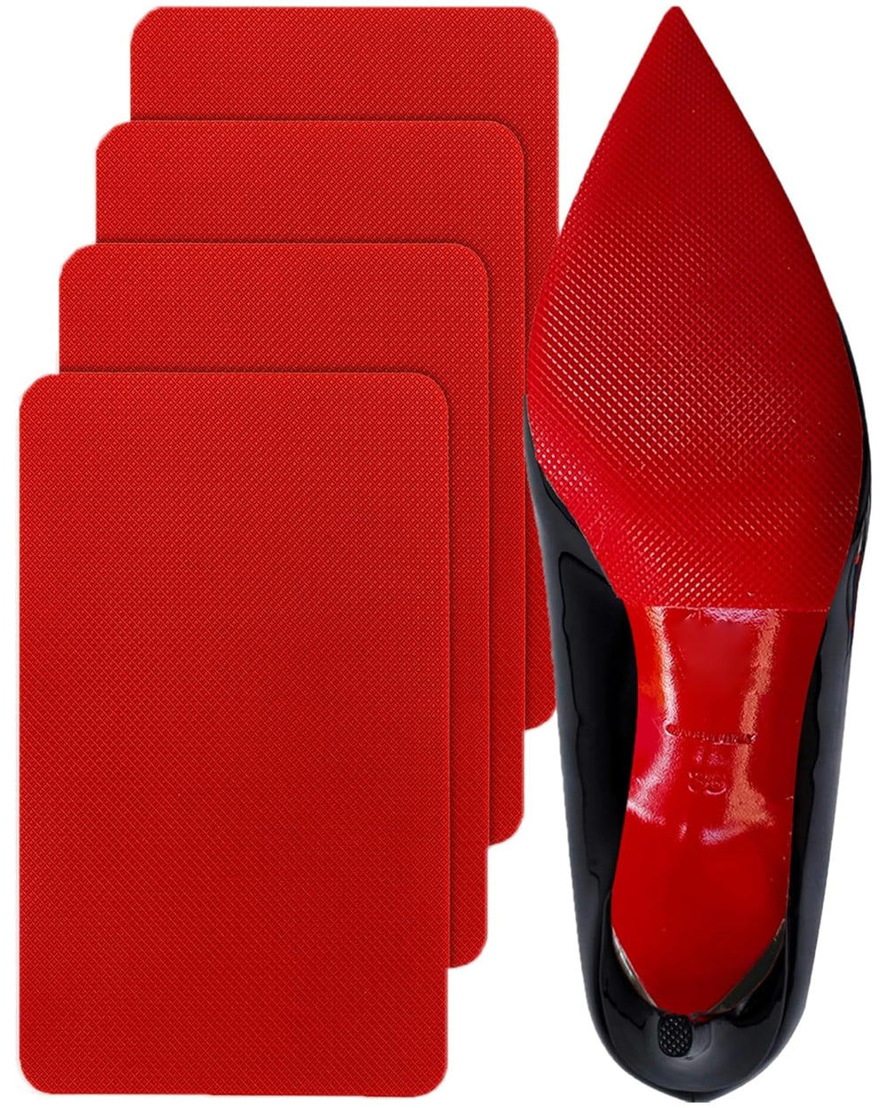 CZBYXA12 red bottom sole protector blends with iconic red soles to protect heels.