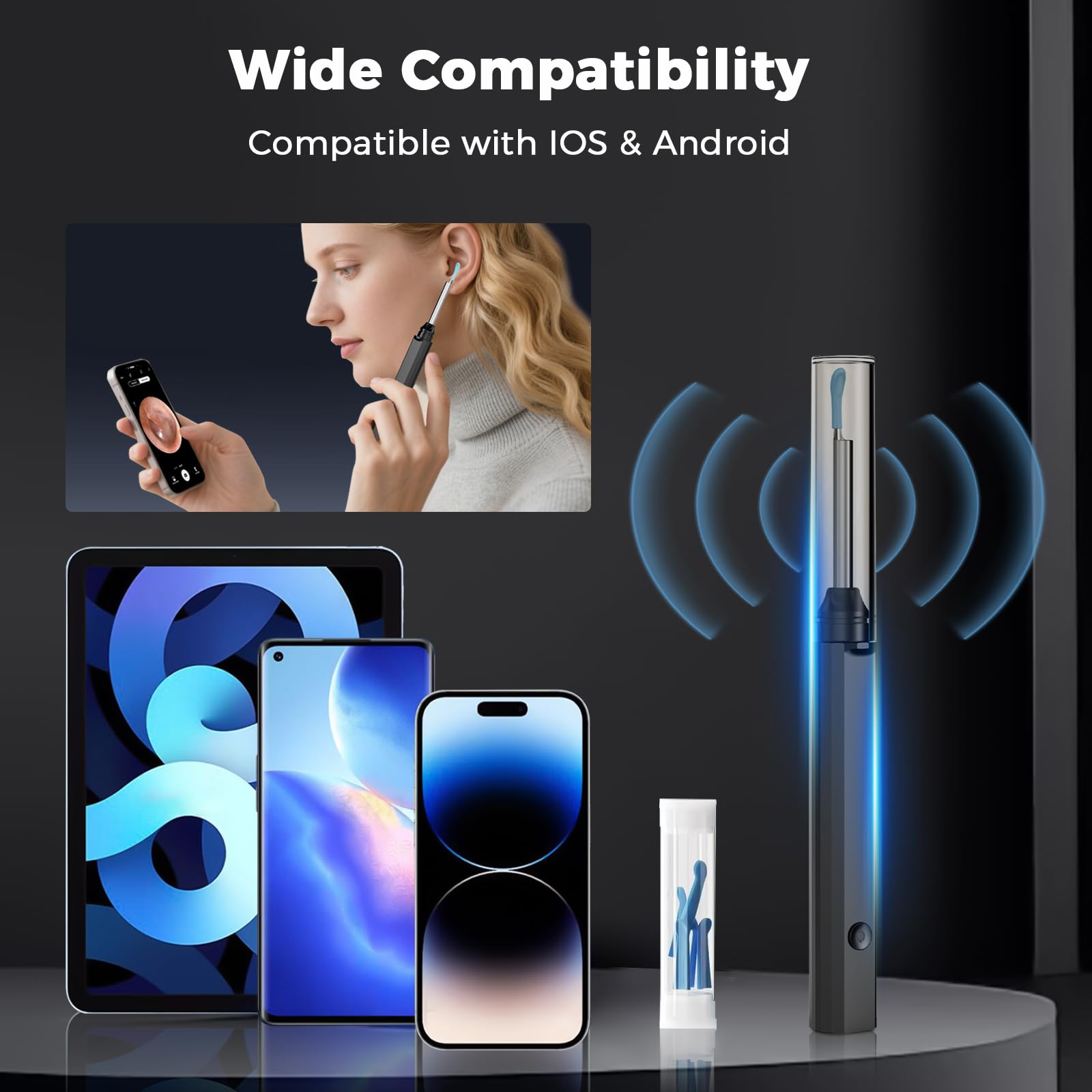 Rechargeable CZYJPRL ear camera with 350mAh battery for extended use