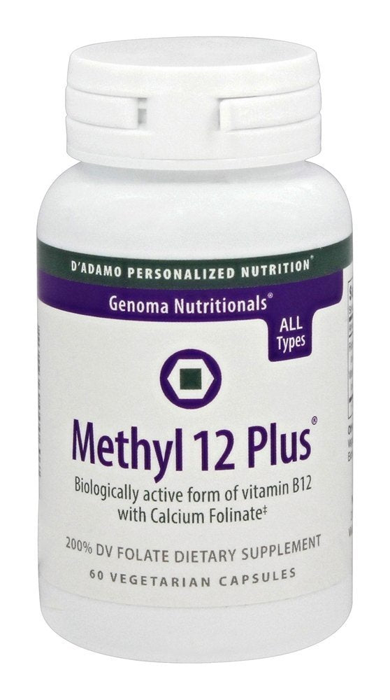 D'Adamo Methyl 12 Plus bottle showing personalized nutrition for daily energy.