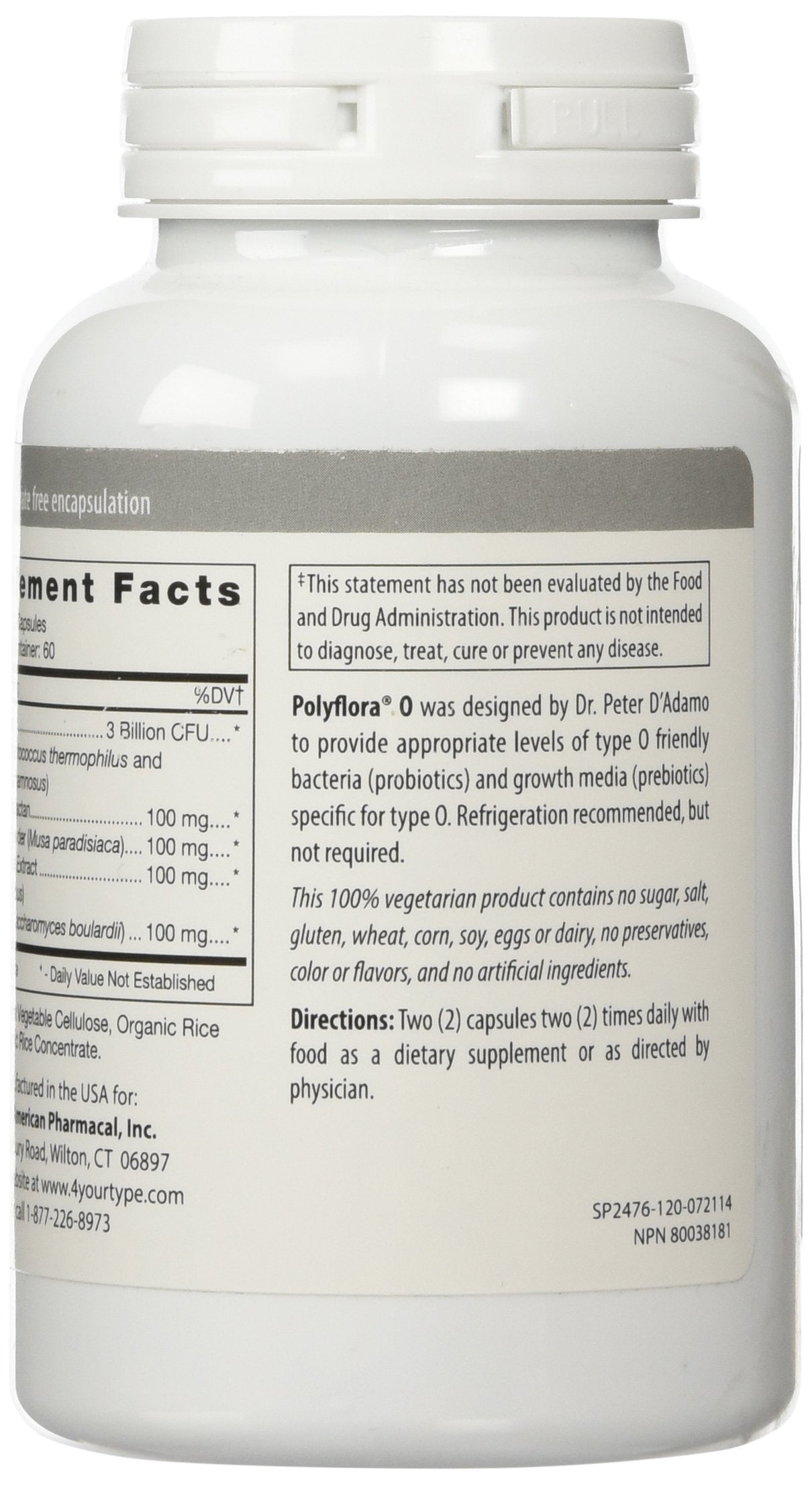 D'Adamo Polyflora O capsules ready for daily intake.