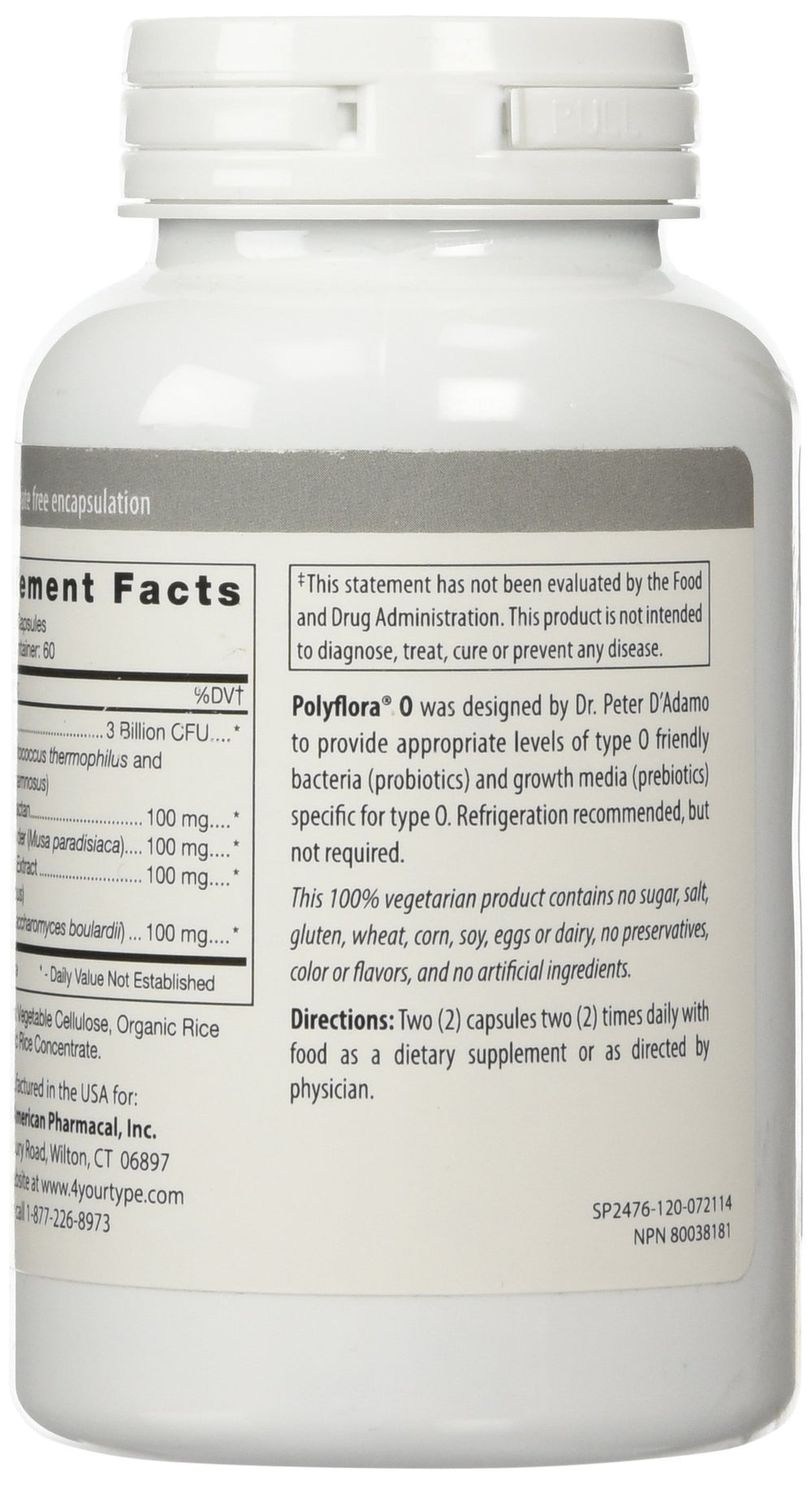 D'Adamo Polyflora O capsules ready for daily intake.