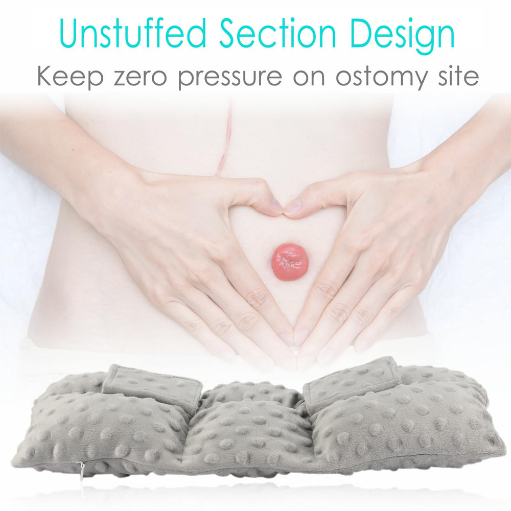 D. Cozy ostomy seatbelt pillow side zip detail allows easy customization and packing.