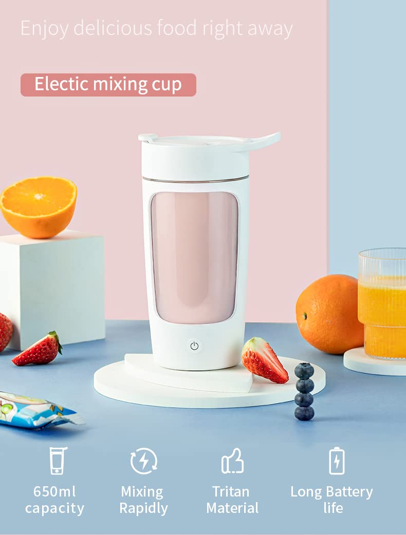 Daasigwaa electric shaker blue lid close-up highlights leak-proof design