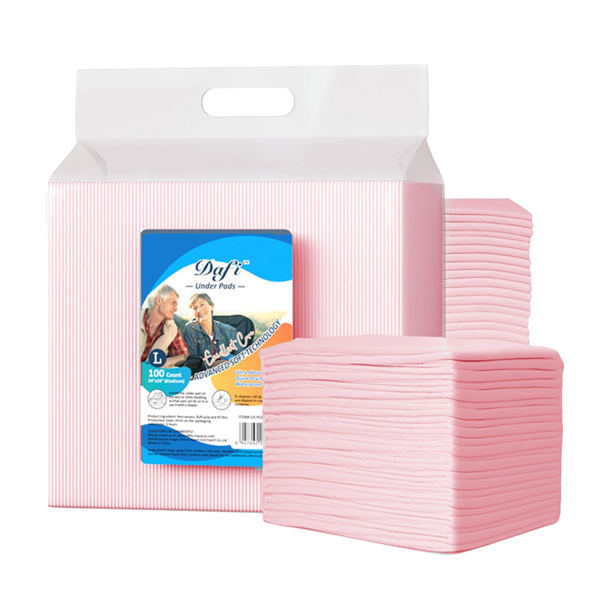 DAFI disposable bed pad 24x24 front view provides large protection for beds and furniture