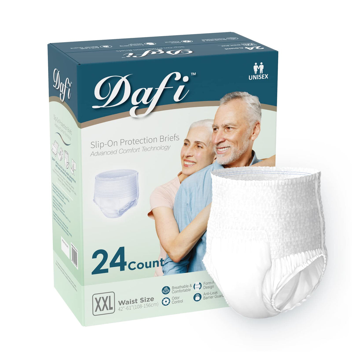 DAFI Overnight Underwear XXL front view showing discreet night protection