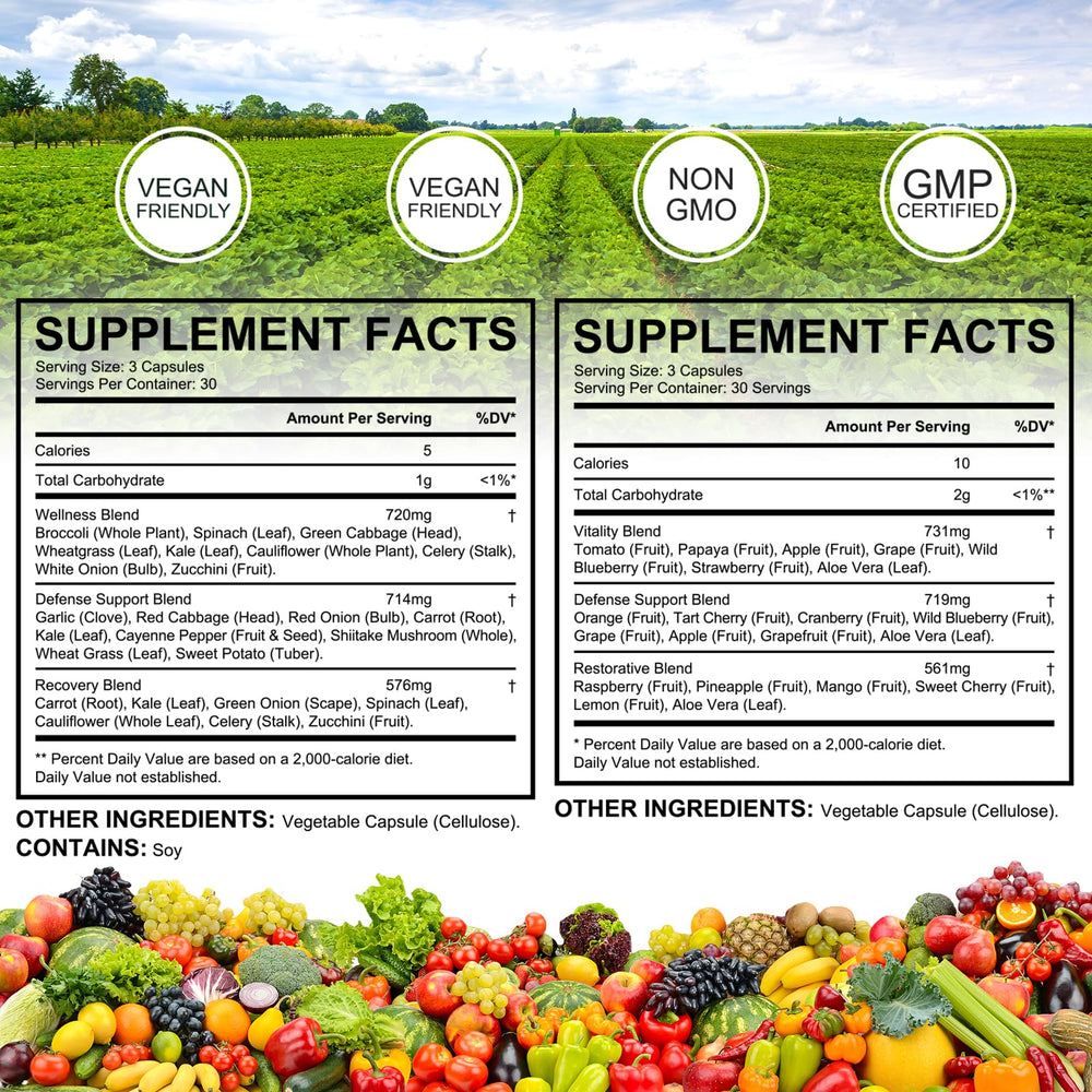 Daiasns veggie blend bottle side view emphasizes gut-friendly plant-based nutrition