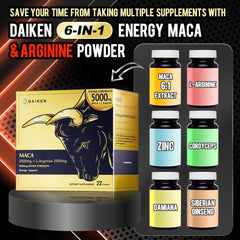 DAIKEN maca powder gelatinized jar showing easy absorption.
