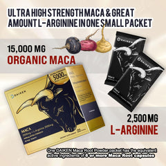 DAIKEN maca powder sachets close-up for on-the-go wellness.