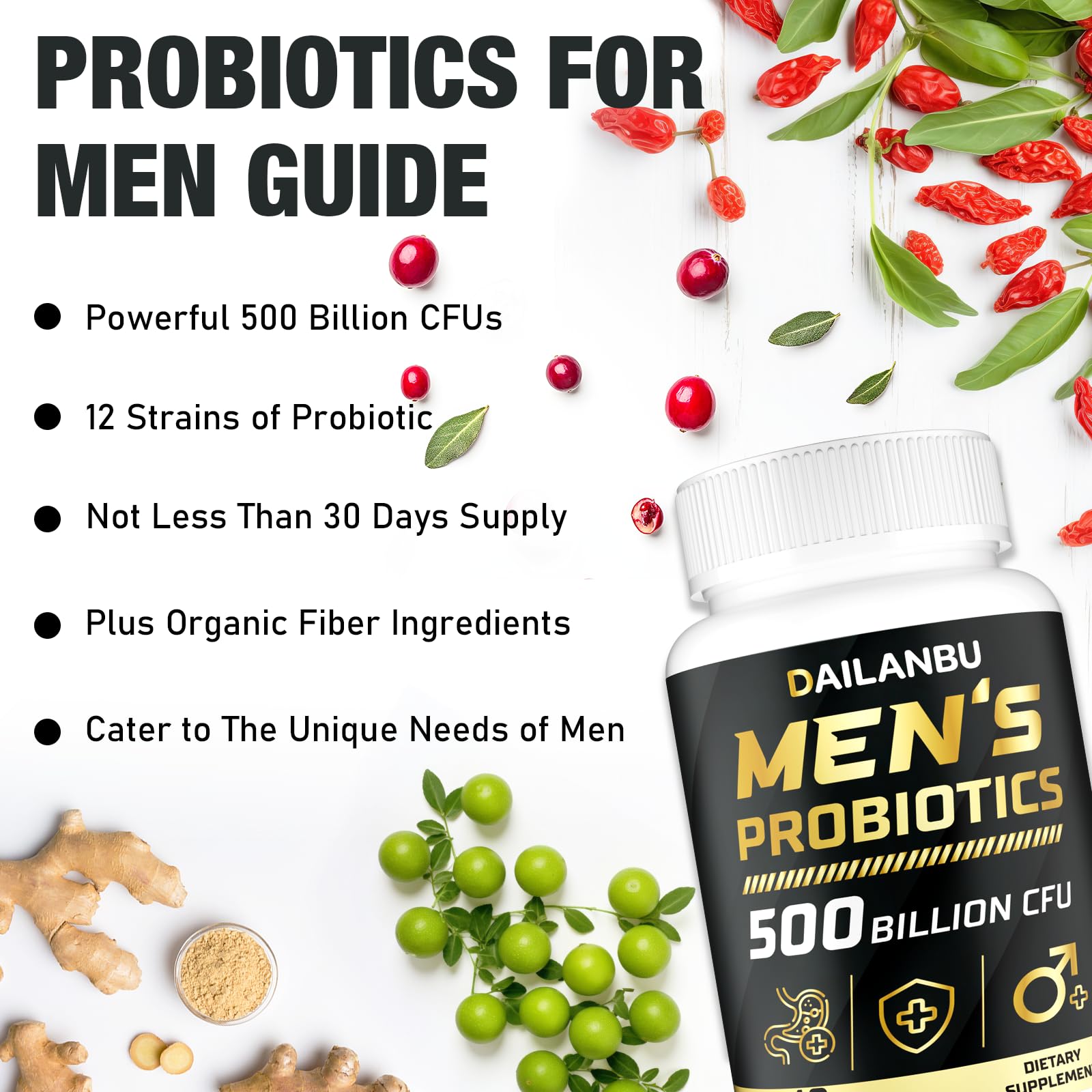 Urinary balance support alongside digestive health for men.