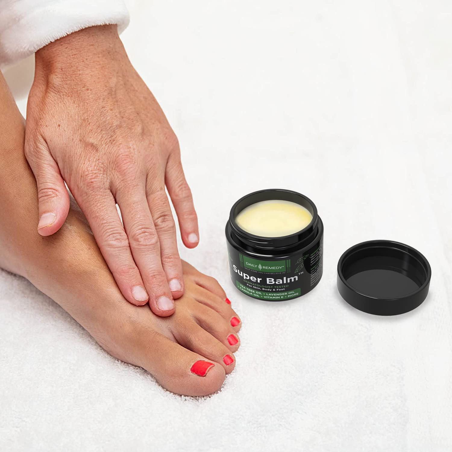 Daily Remedy Tea Tree Oil Balm helps eczema and dry skin relief.