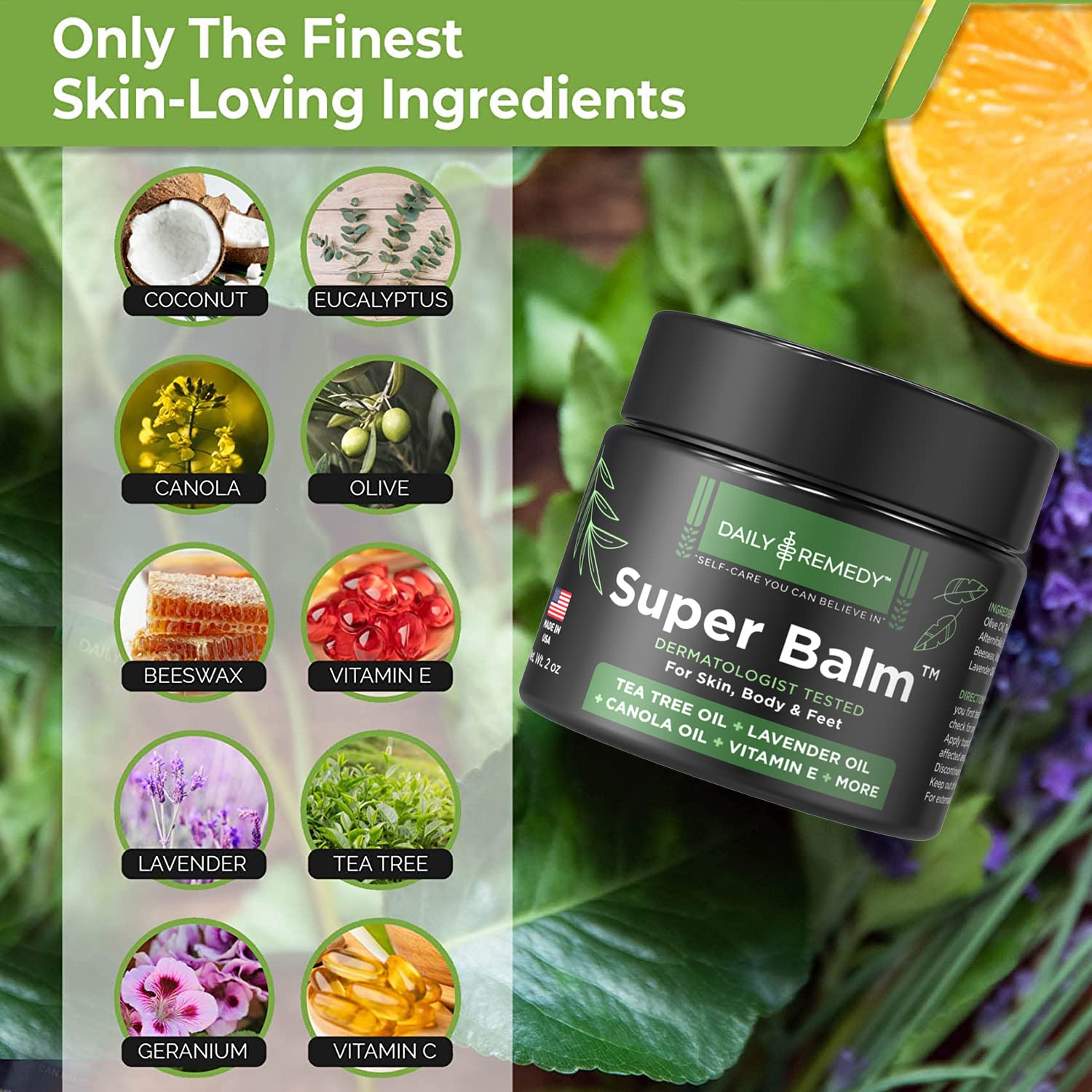 Daily Remedy Tea Tree Oil Balm supports nail care and discomfort relief.
