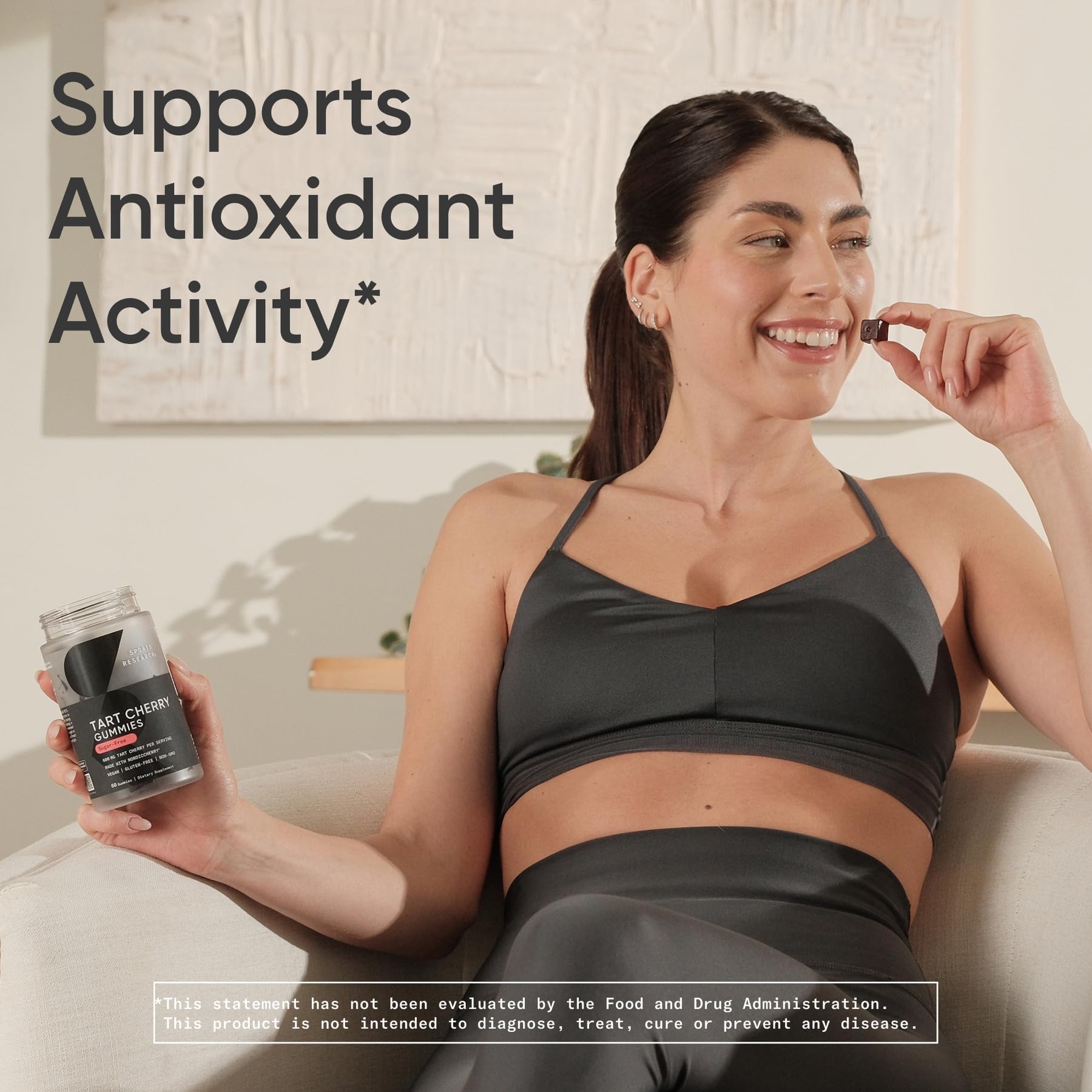 Daily workout scene with Sports Research Tart Cherry Gummies after activity.