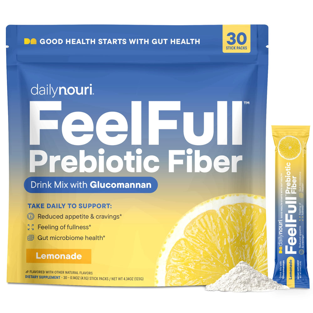DAILYNOURI FeelFull stick pack being poured to support fullness