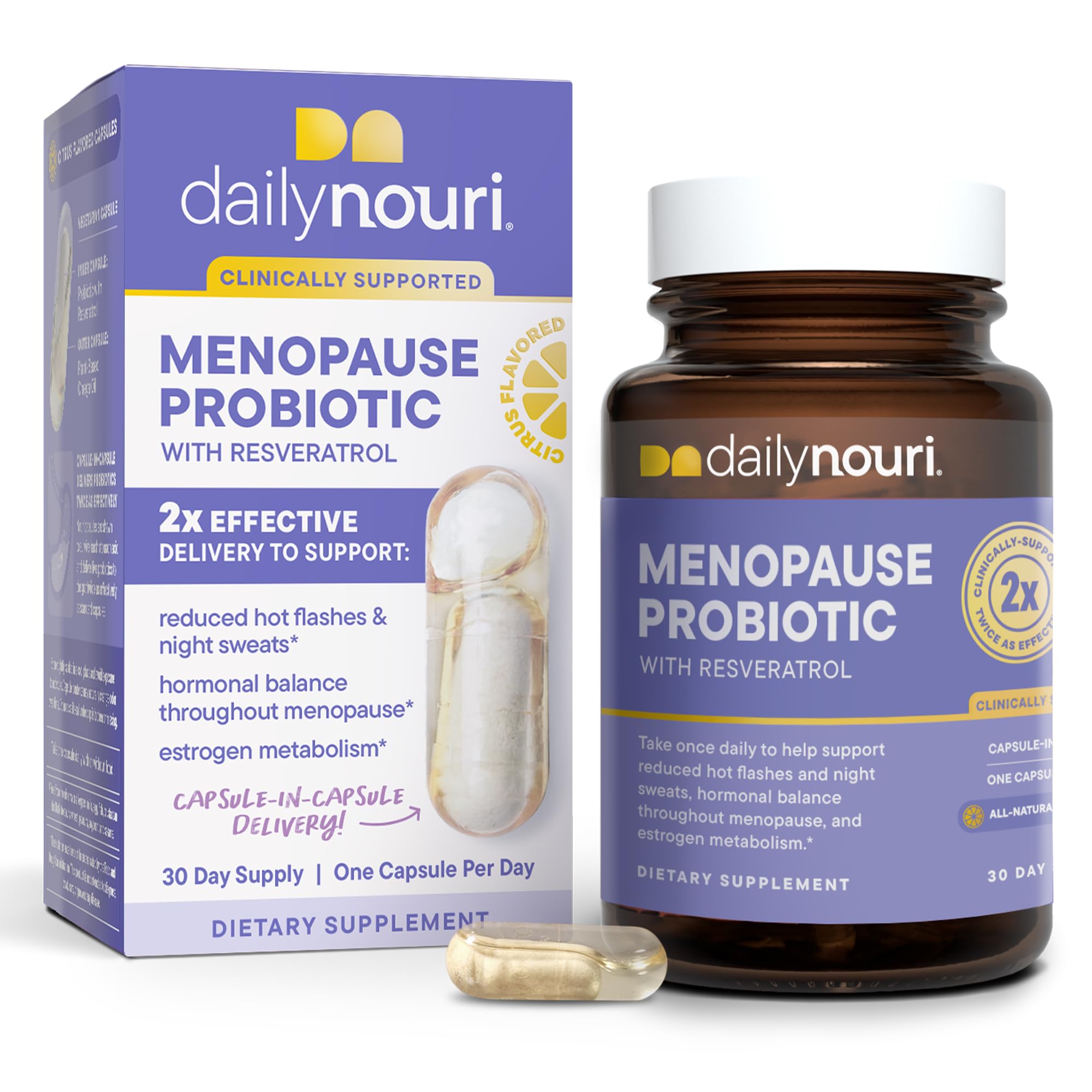 Daily Nouri Menopause Probiotic bottle cap close-up for trusted daily gut support.