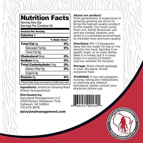 Dairyland Ginseng powder package side highlighting Non-GMO and Gluten Free