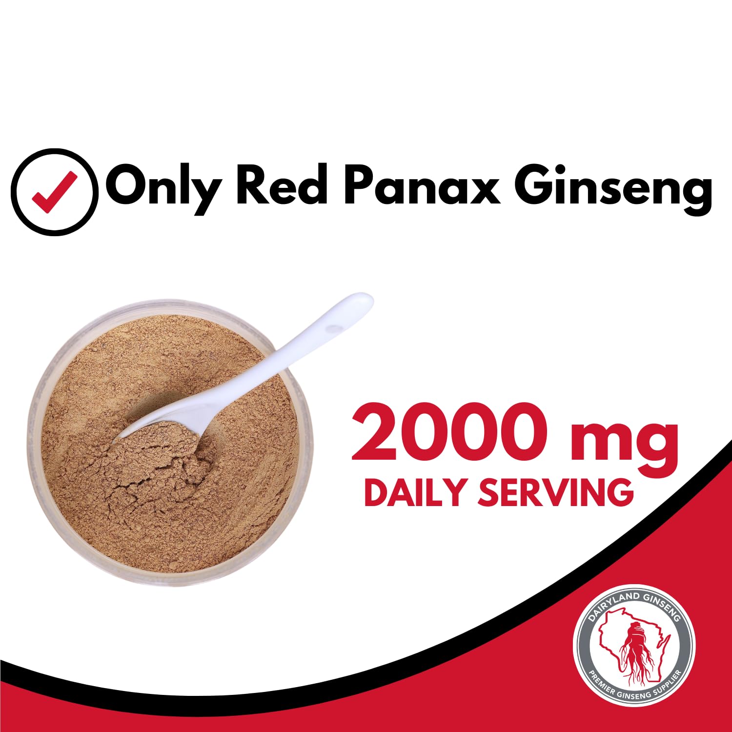 Close-up of Dairyland Red Panax Ginseng powder texture with fine, vibrant powder