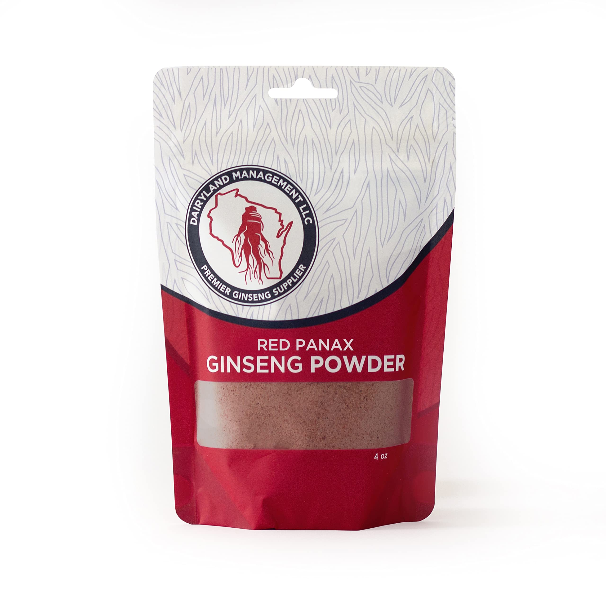Dairyland Red Panax powder bottle shows steady daily energy with Korean extract.