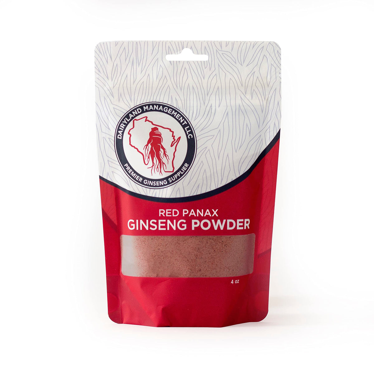 Dairyland Red Panax powder bottle shows steady daily energy with Korean extract.