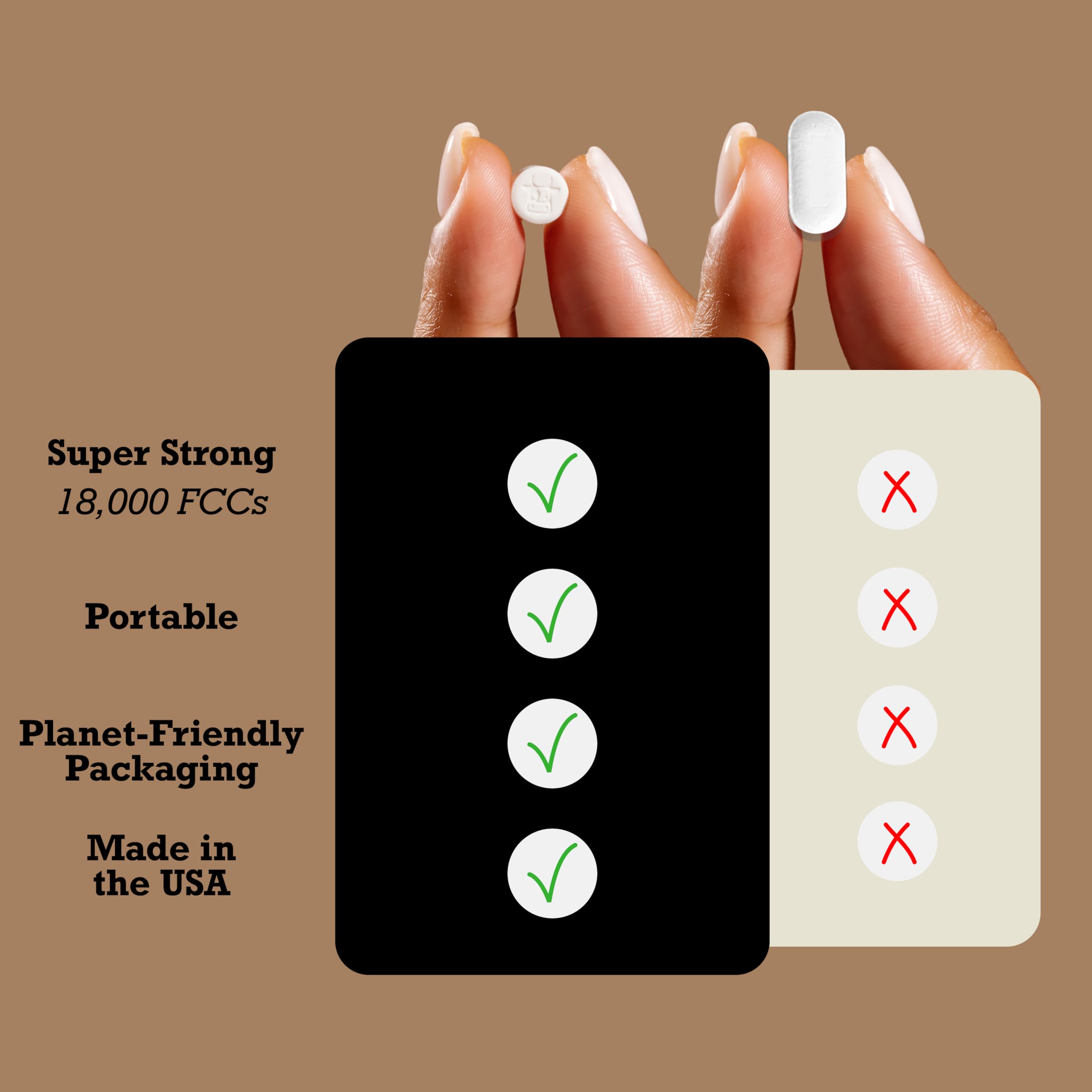 DairyPill non-GMO and gluten-free badge reassures clean-label choices