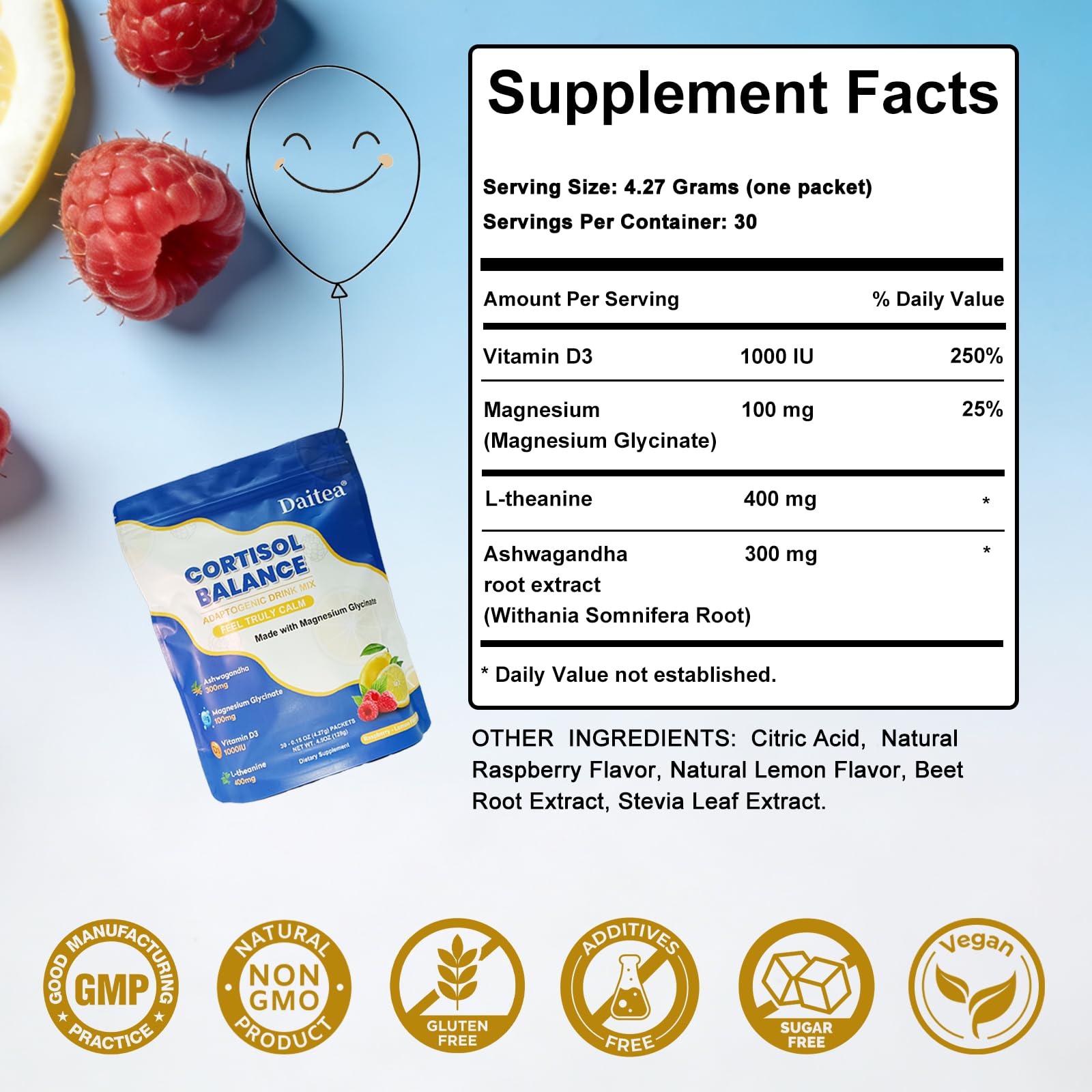 Daitea Vitamin D3 label highlights wellness ingredients.