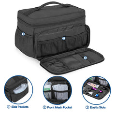 Damero small medicine storage bag top open highlights organized mesh pockets for easy item visibility.