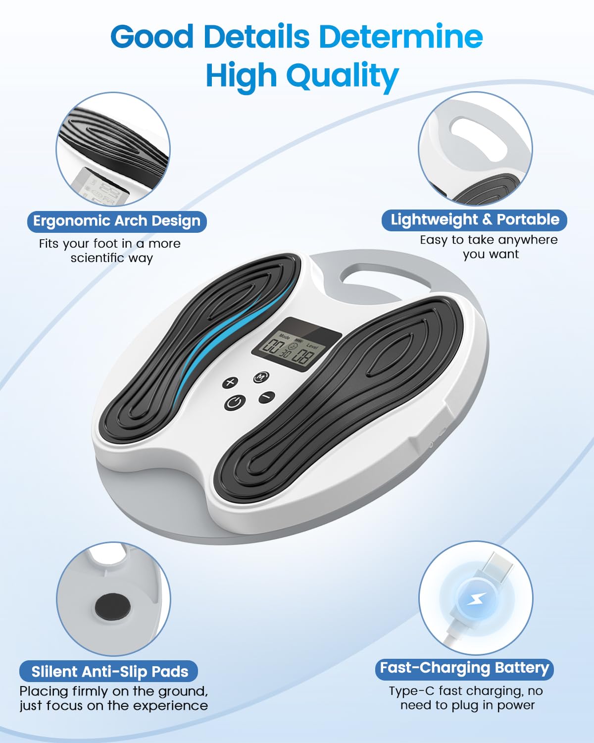 Dancespot LED display for straightforward mode and intensity adjustments.
