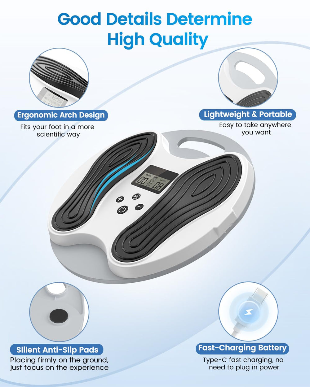 Dancespot LED display for straightforward mode and intensity adjustments.