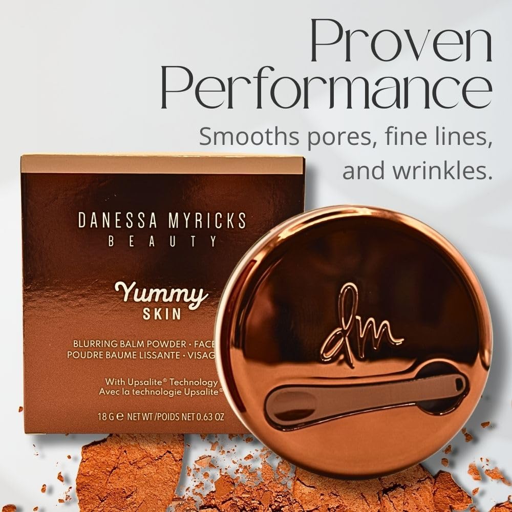 Hand swatch of Danessa Myricks Yummy Skin Blurring Balm Powder demonstrates balm-to-powder transition.