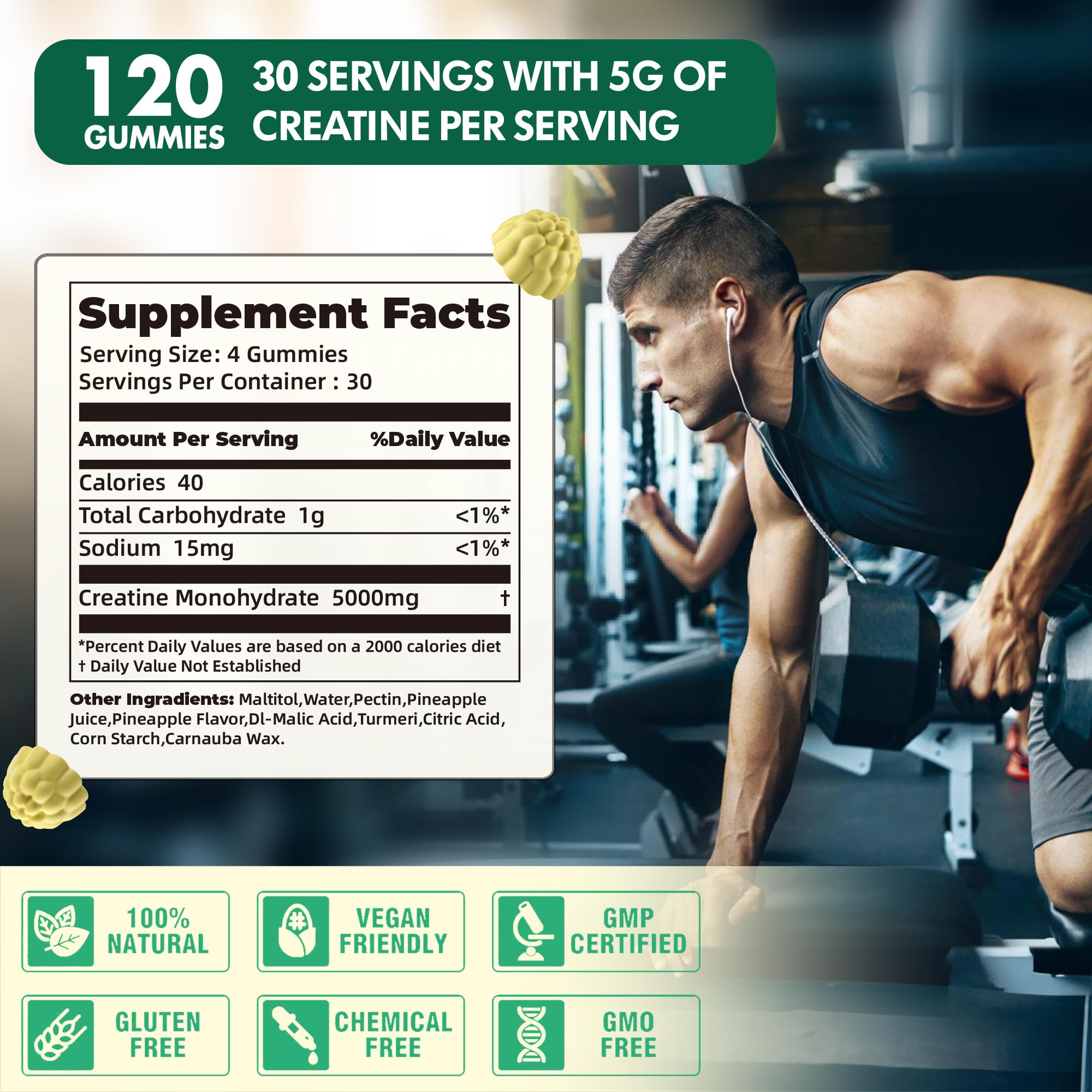 DANEW Pro Creatine Gummy on shelf highlighting vegan, sugar-free formula.