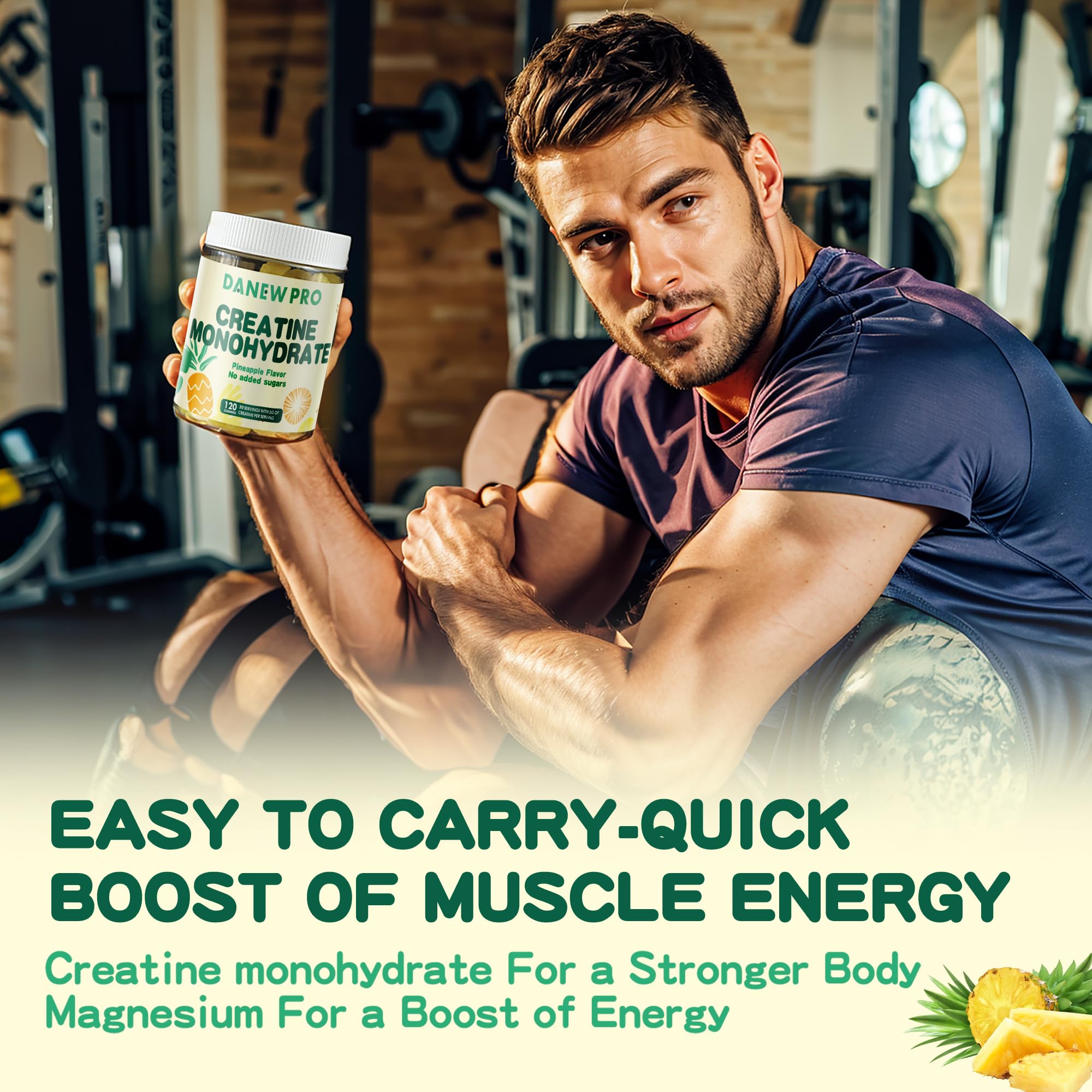 Nutrition label focus highlighting 5g creatine per serving.