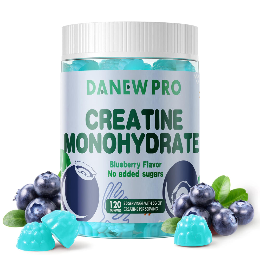 DANEW Pro creatine gummy blueberry ready for pre-workout use by athletes.