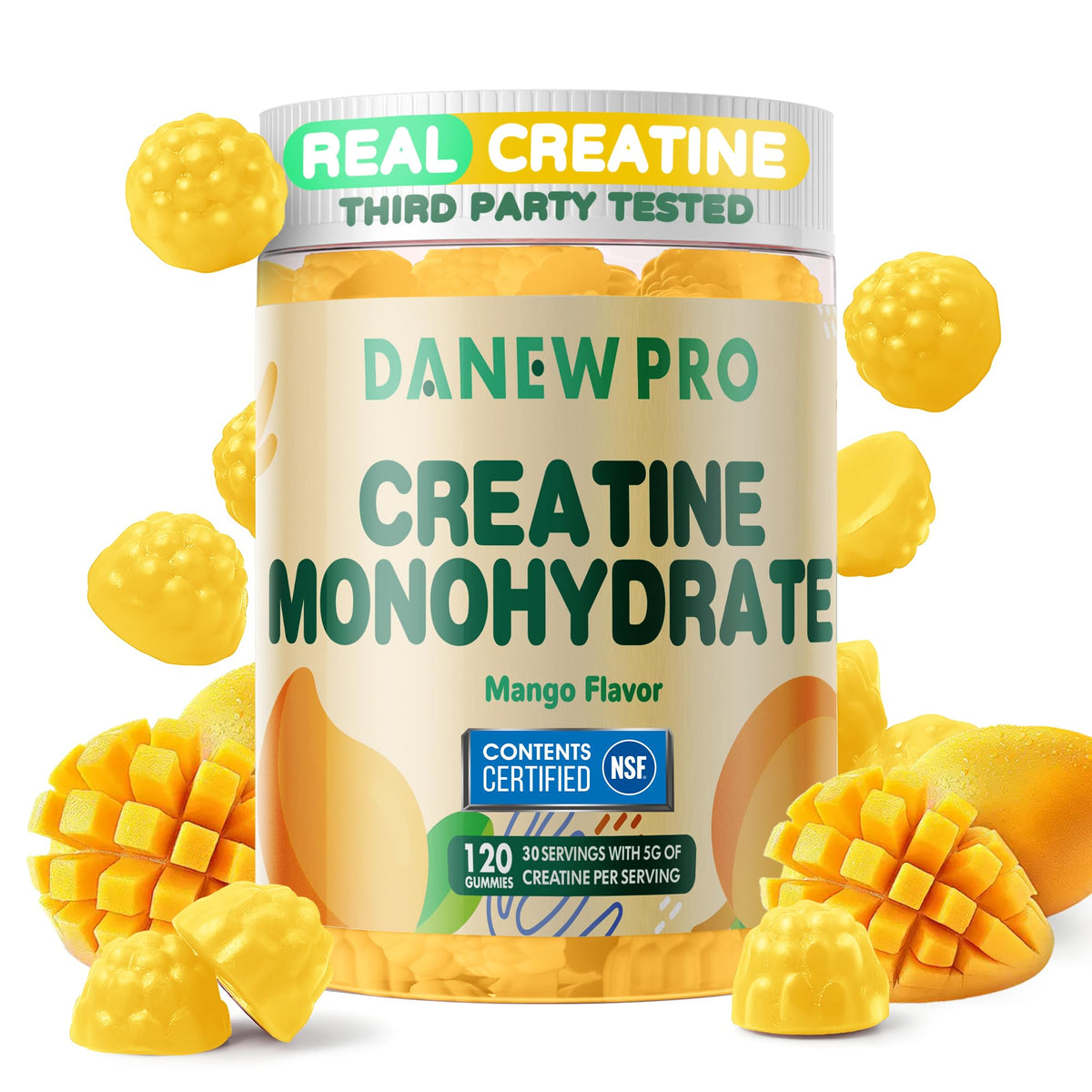 DANEW Pro Creatine Gummy bottle close-up for muscle support