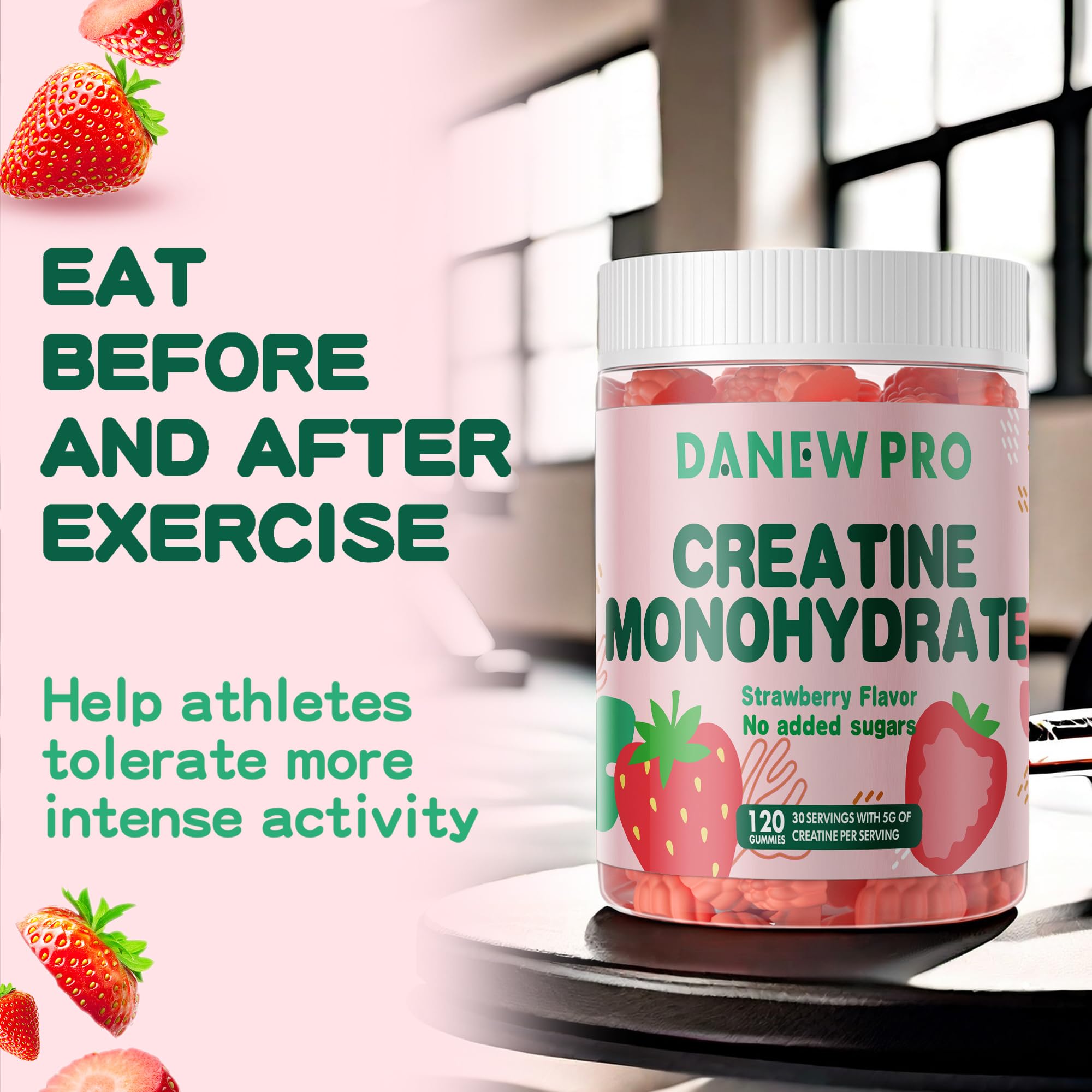 DANEW Pro Creatine Gummy muscle strength concept icon