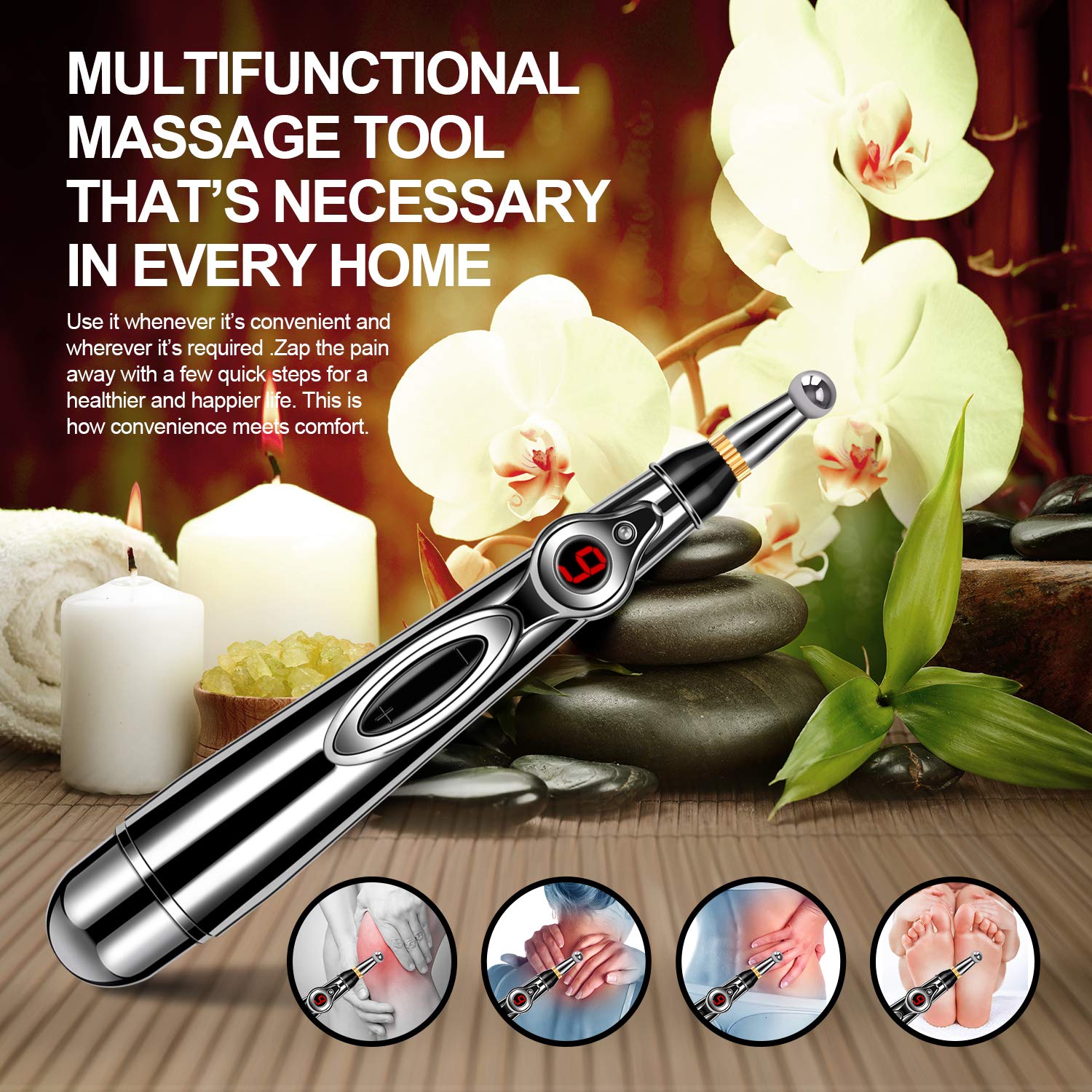 Dangshan 5-in-1 acupuncture pen on shoulder for relaxation