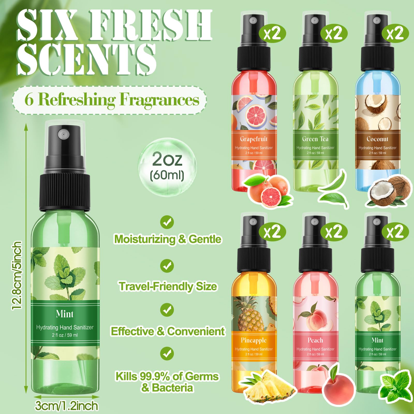 Dansib travel-size 60ml hand sanitizer spray, perfect for pockets and on-the-go cleanliness