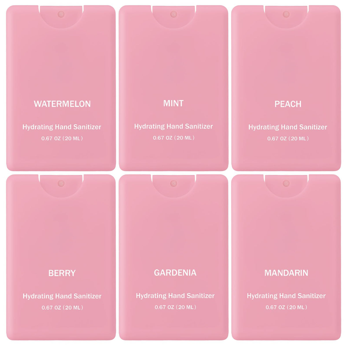 Dansib pink hand sanitizer mist packaging shows six compact bottles for on-the-go protection.