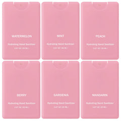 Dansib pink hand sanitizer mist packaging shows six compact bottles for on-the-go protection.