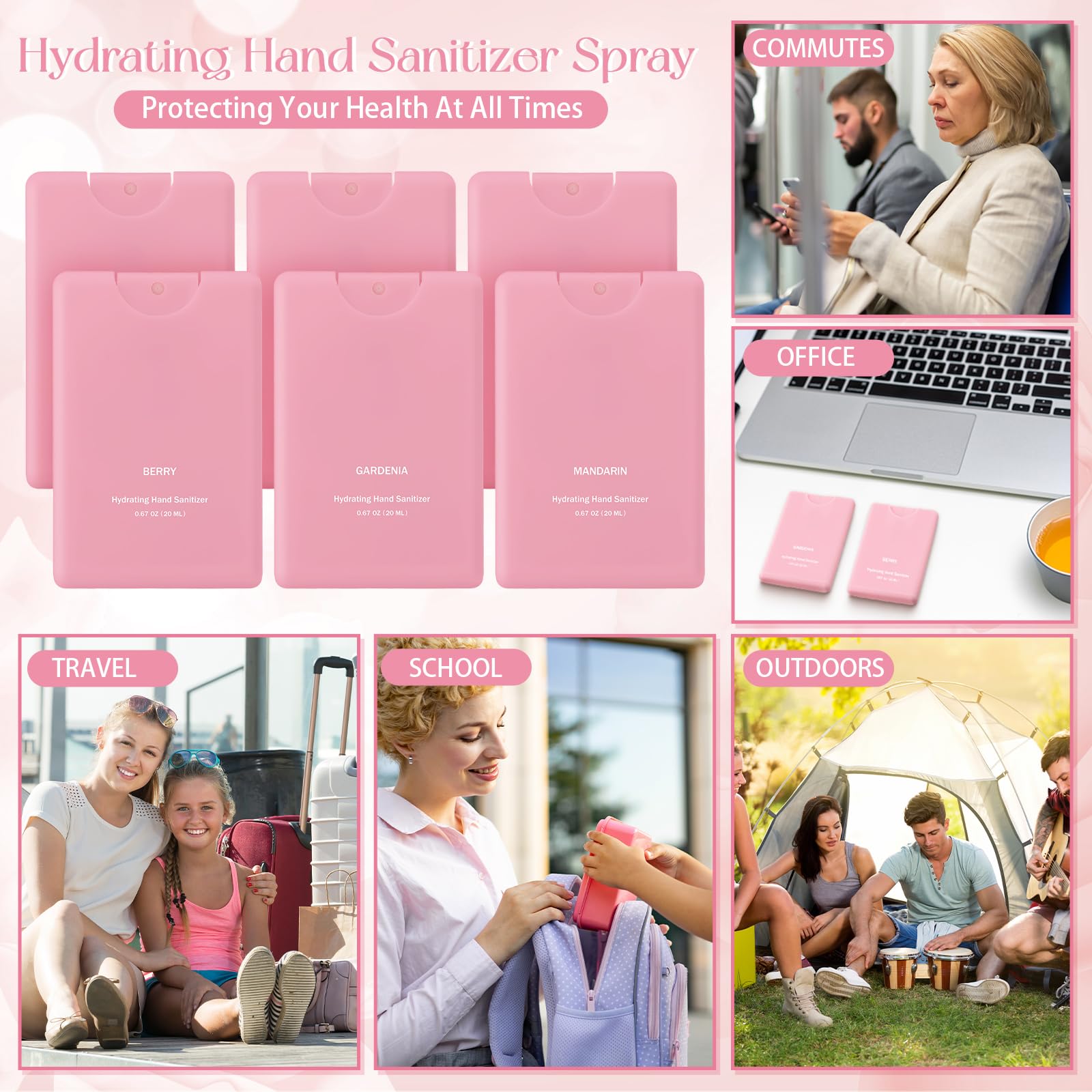 Dansib pink travel-size spray bottle ready for purse or pocket.