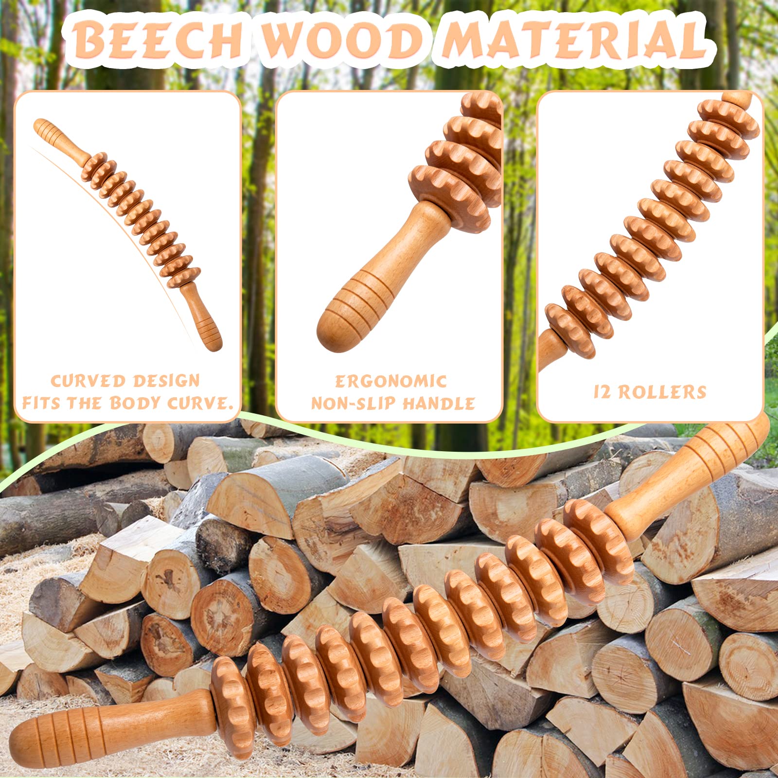 DAOZWUBGIH curved wood therapy roller with white box packaging suitable for gifting