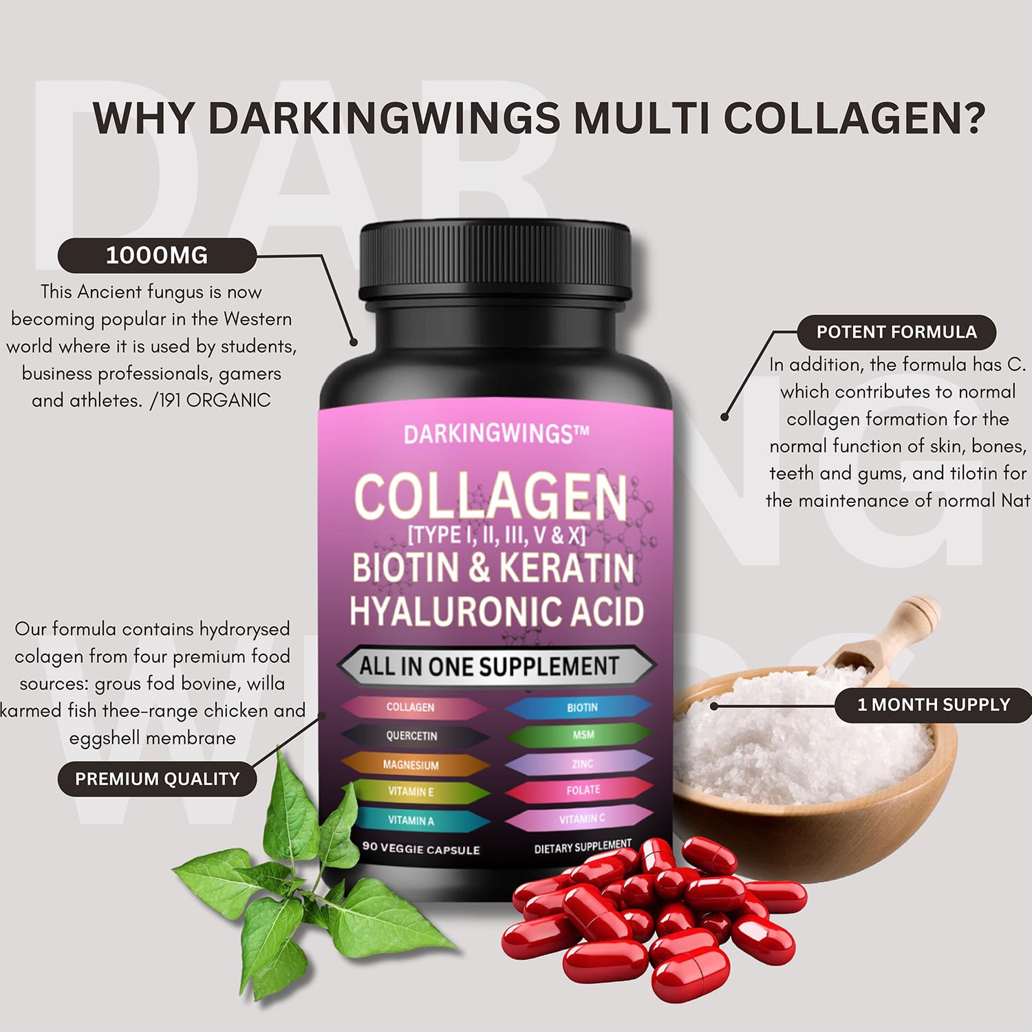 Darkingwings packaging with third-party lab validation badge.