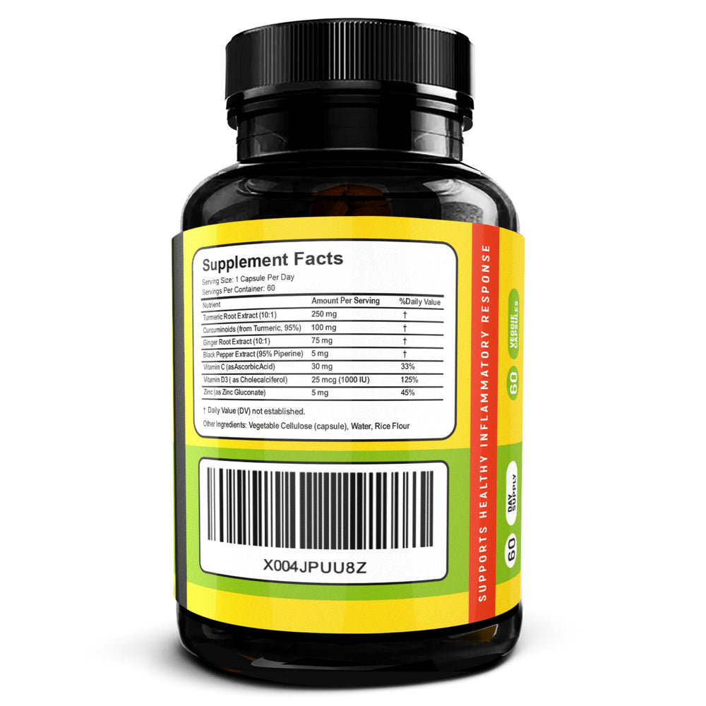 DAUSON turmeric ginger piperine capsules close-up showing capsules and label