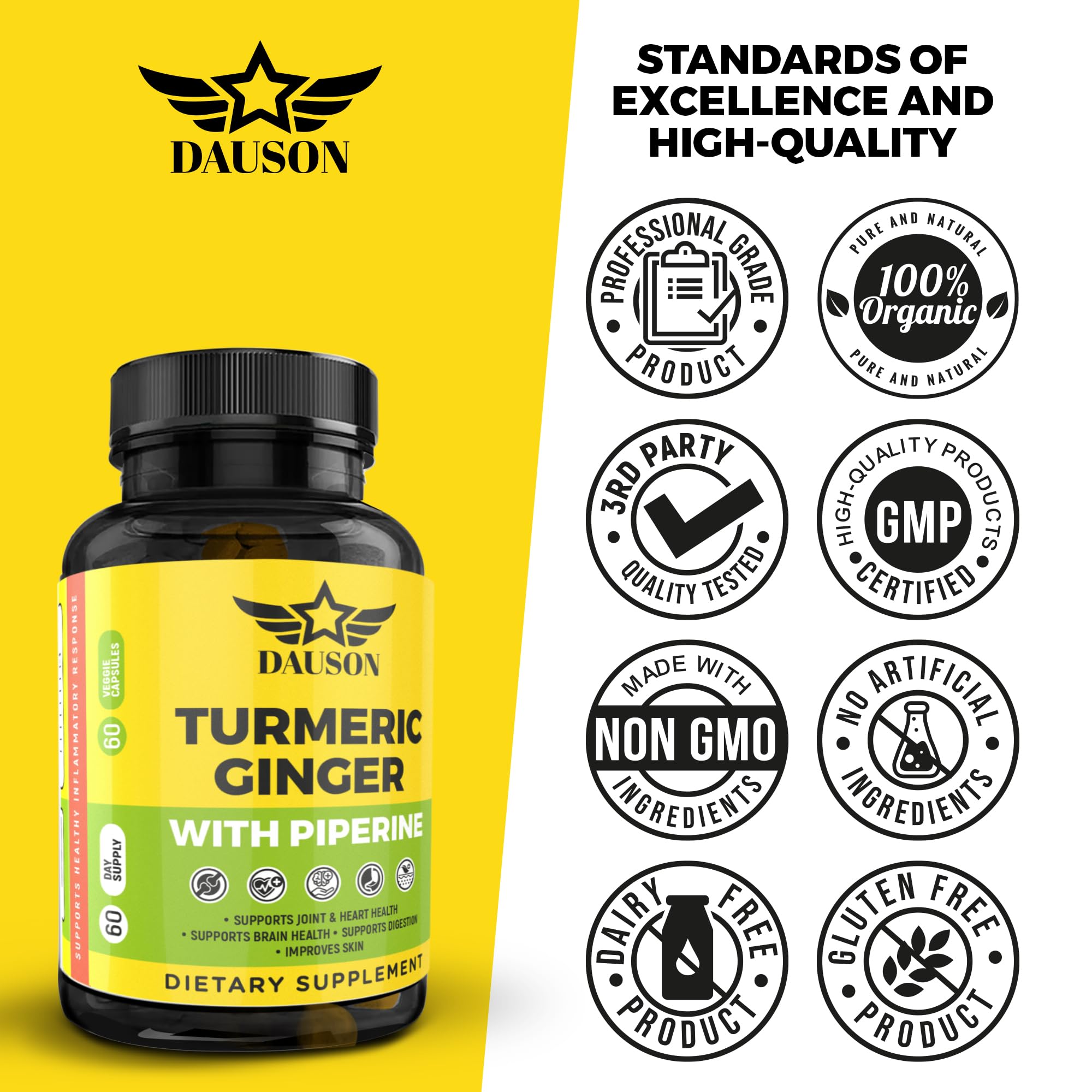 DAUSON vegan gluten-free capsules label on bottle