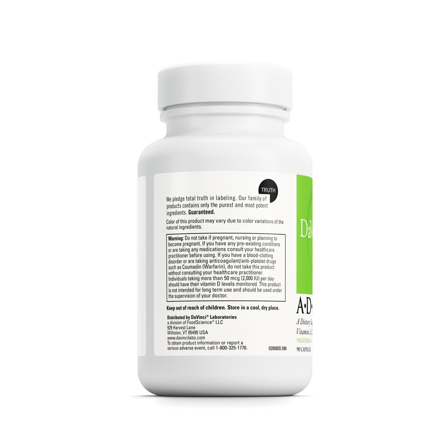 DaVinci ADK 10 capsules ready for daily intake supporting bone and heart health.