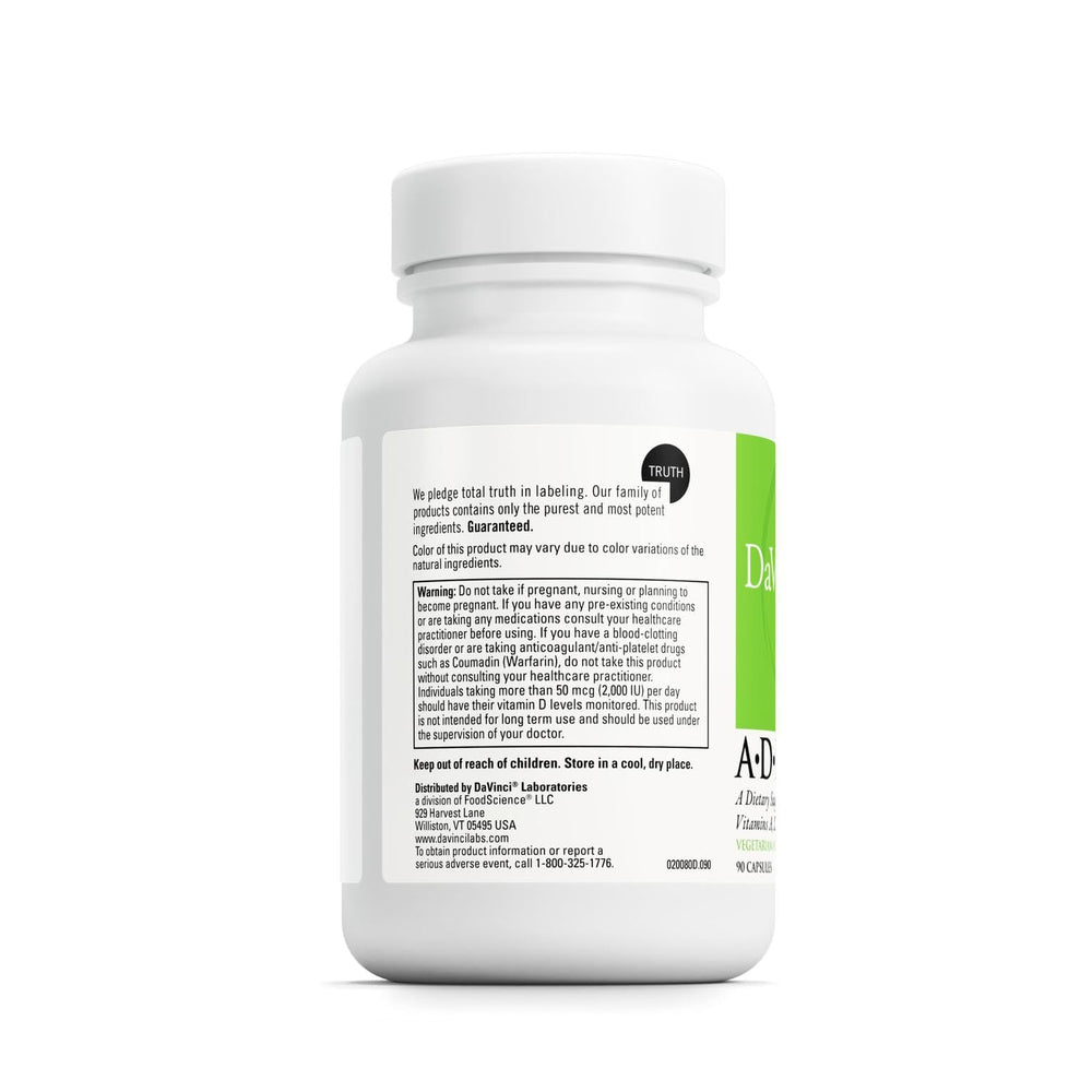 DaVinci ADK 10 capsules ready for daily intake supporting bone and heart health.