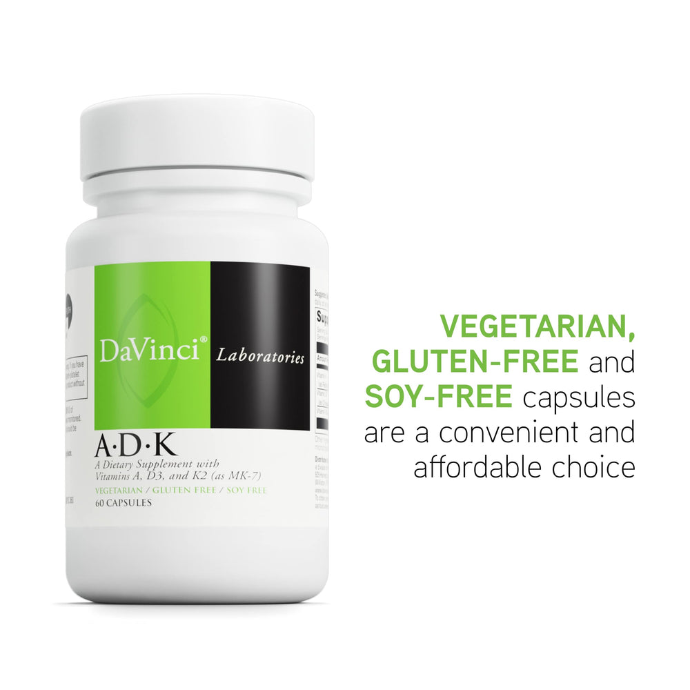 DaVinci ADK bottle interior view, illustrating Vitamin K2 activation for circulatory support