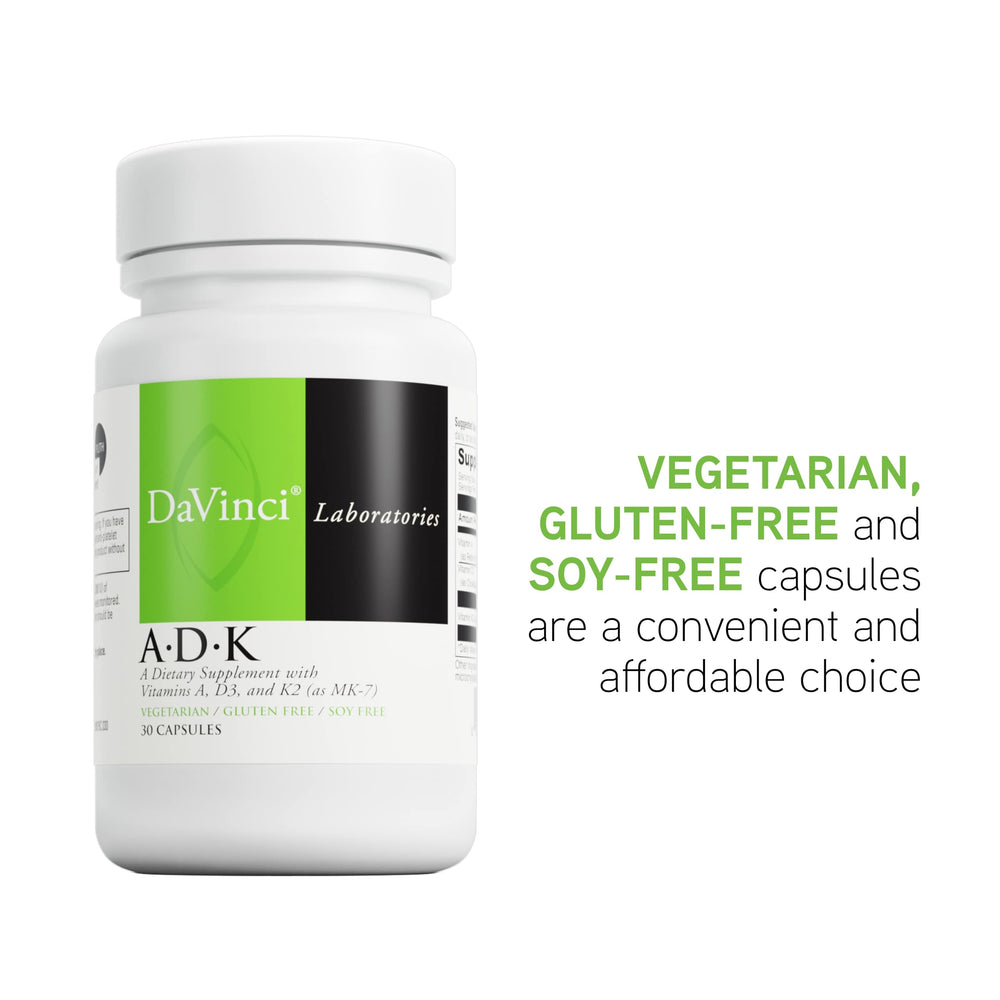 DaVinci ADK shows gluten-free and vegetarian labels for allergen-conscious use.